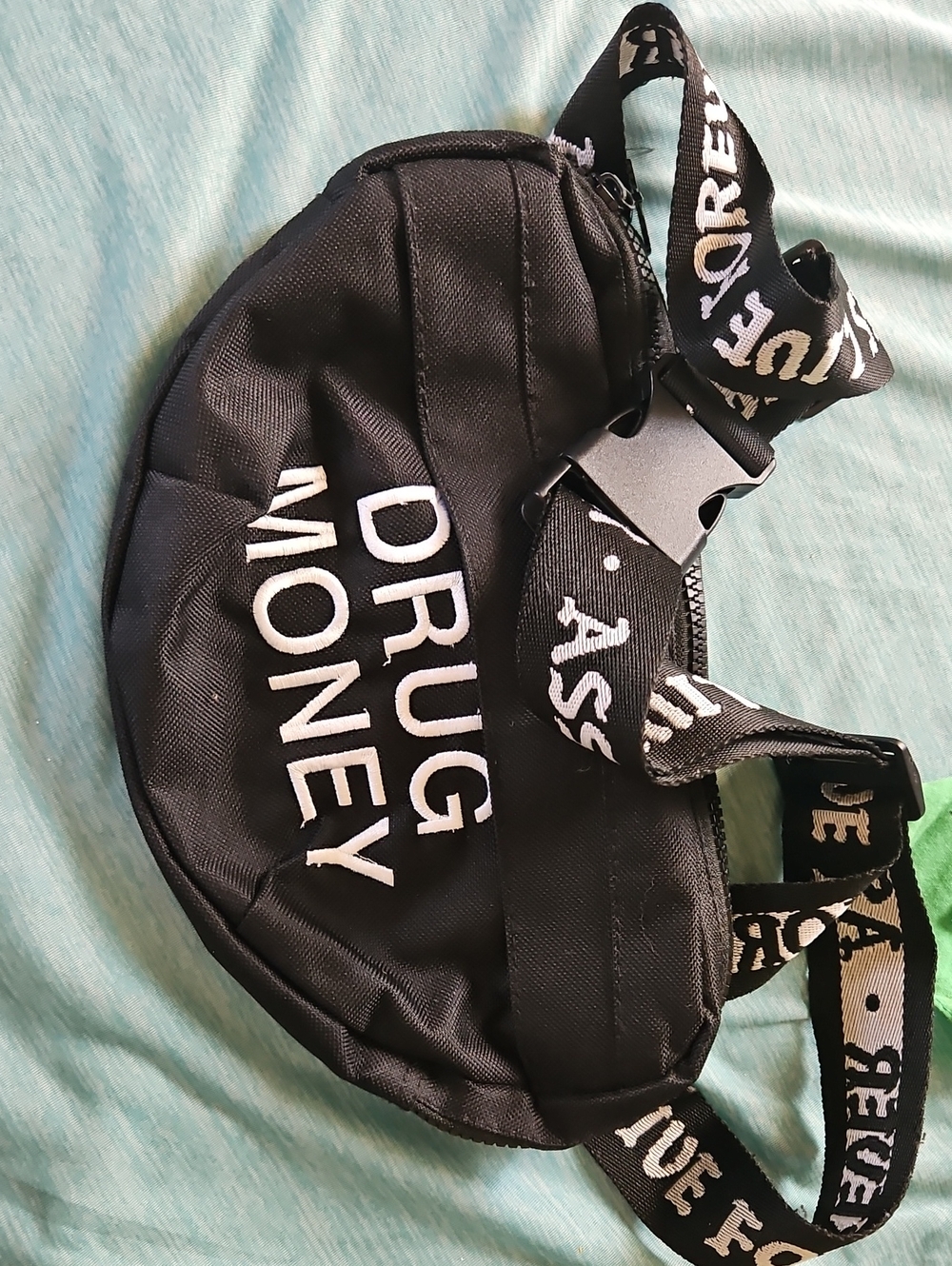 Black 'DRUG MONEY' Crossbody Belt Bag